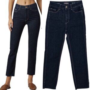 DL1961 Mara Straight High Rise Instasculpt Ankle Jeans in Snyder Dark Wash Sz 27